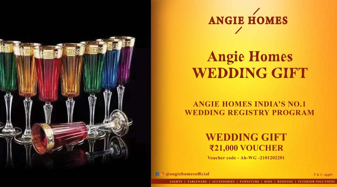 Angie Homes Offers Indian Wedding Gift Voucher for Multicolour Glass Sets ANGIE HOMES