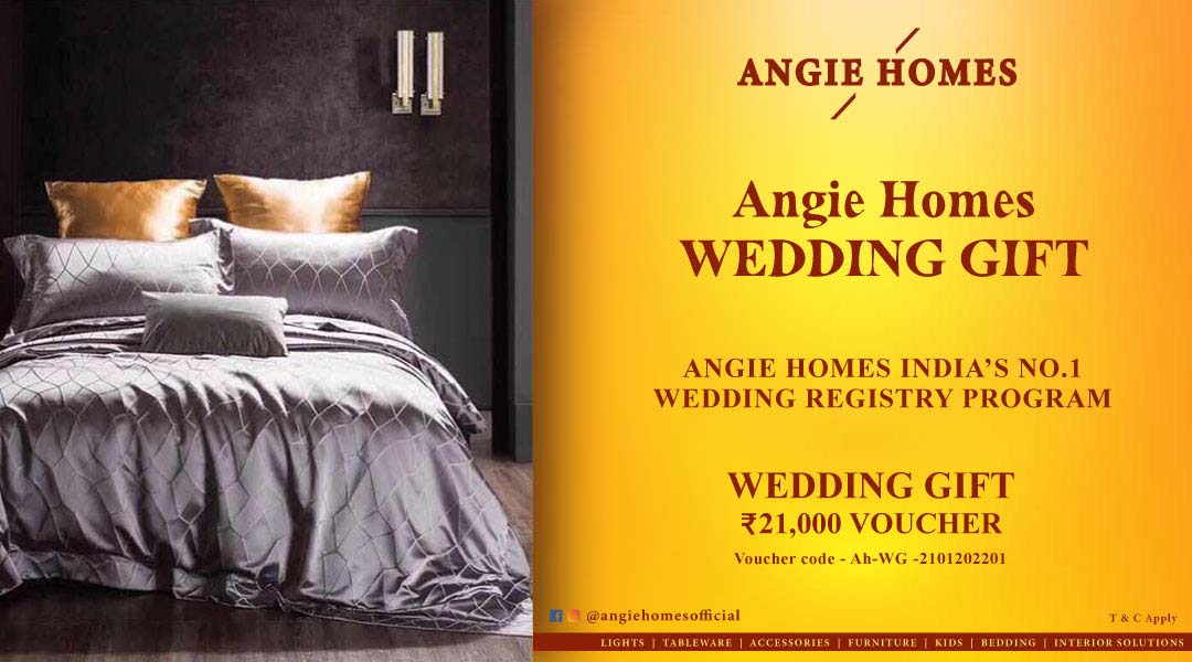 Angie Homes Offers Indian Wedding Gift Voucher for Stylish Bed Sets ANGIE HOMES