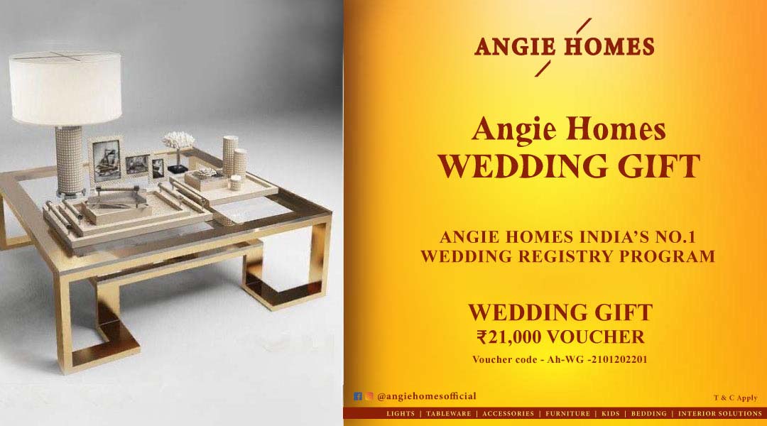 Angie Homes Offers Indian Wedding Gift Voucher for Coffee Table ANGIE HOMES