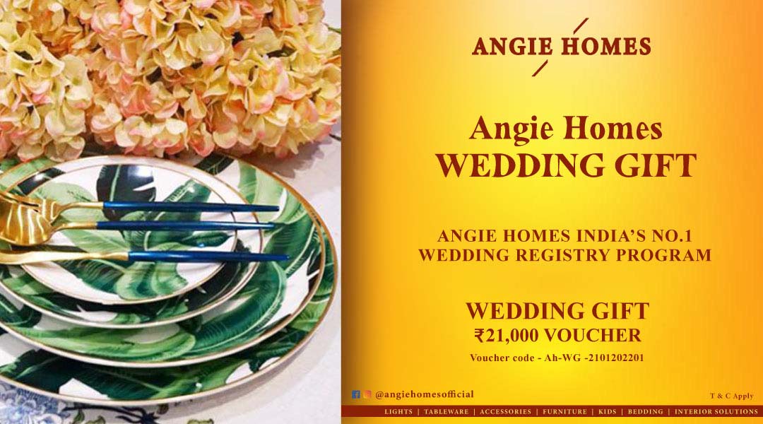Angie Homes Offers Indian Wedding Gift Voucher for Bone China Green Plates ANGIE HOMES