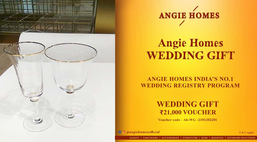 Angie Homes Offers Indian Wedding Gift Voucher for Wine Glass Sets ANGIE HOMES