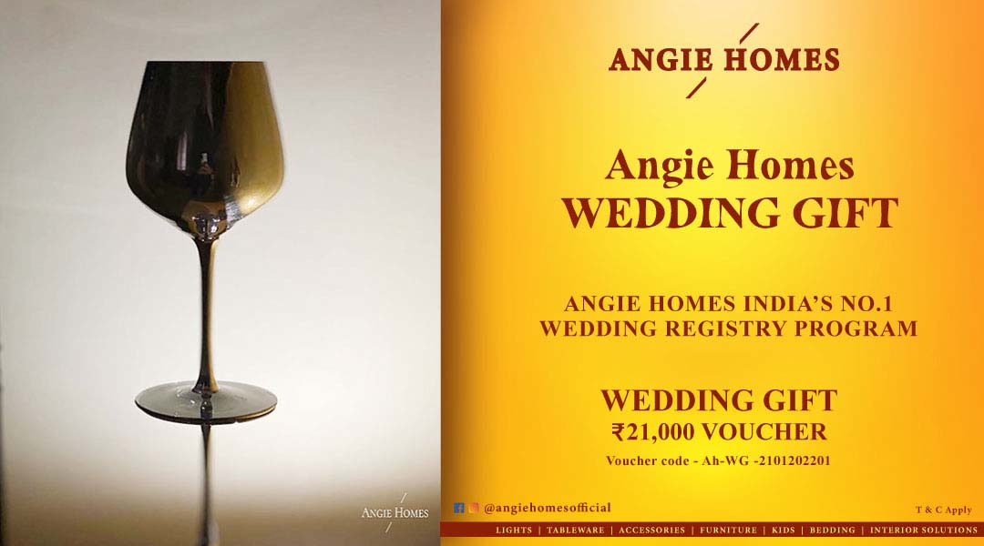 Angie Homes Offers Indian Wedding Gift Voucher for Champagne glass ANGIE HOMES
