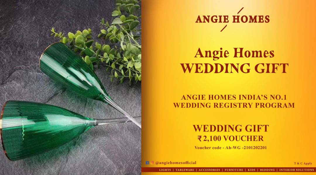 Angie Homes Wedding Gift Registry Vouchers Green Wine Glass Set ANGIE HOMES