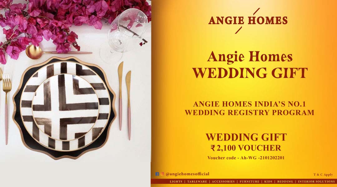 Angie Homes for Indian Wedding Set of Black & White Plate Gift Voucher ANGIE HOMES