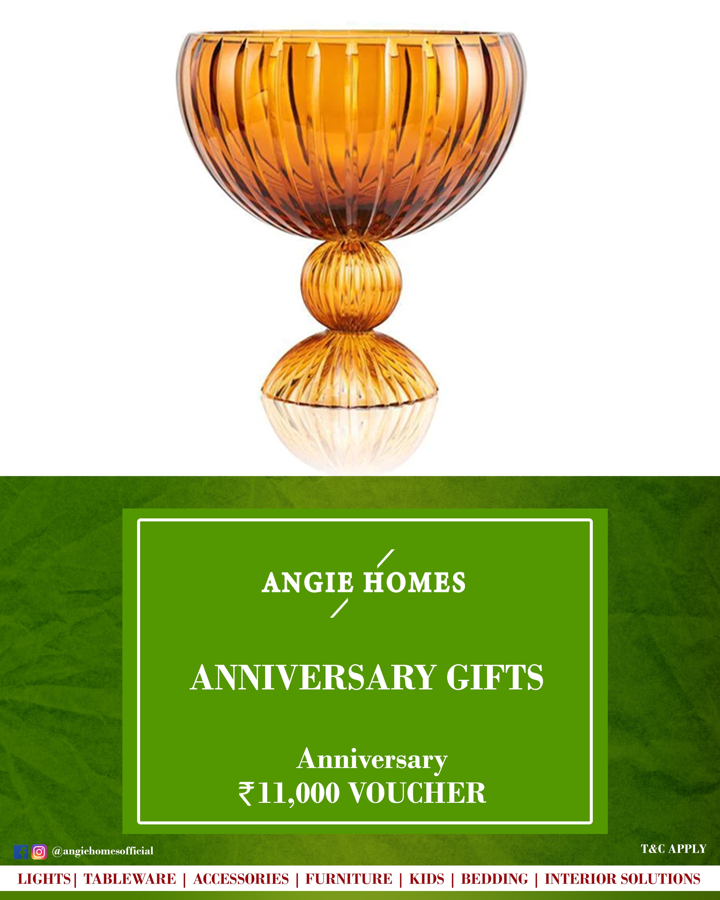 Beautiful Yellow Vases for Anniversary Gift Card Voucher - Angie Homes E-Gift Card